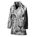 Monochrome White Bengal Tiger Print Women's Bathrobe