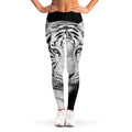Monochrome White Bengal Tiger Print Women's Leggings