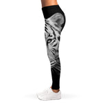 Monochrome White Bengal Tiger Print Women's Leggings