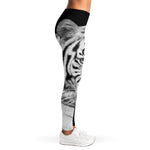 Monochrome White Bengal Tiger Print Women's Leggings