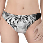 Monochrome White Bengal Tiger Print Women's Thong