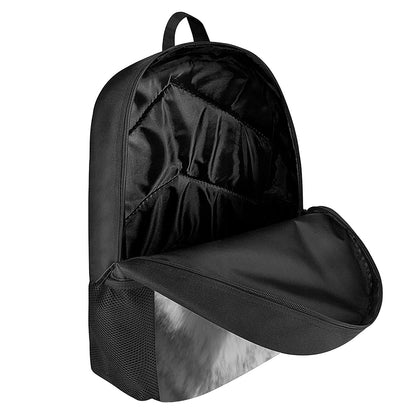 Monochrome Wolf Print 17 Inch Backpack