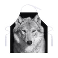 Monochrome Wolf Print Adjustable Apron