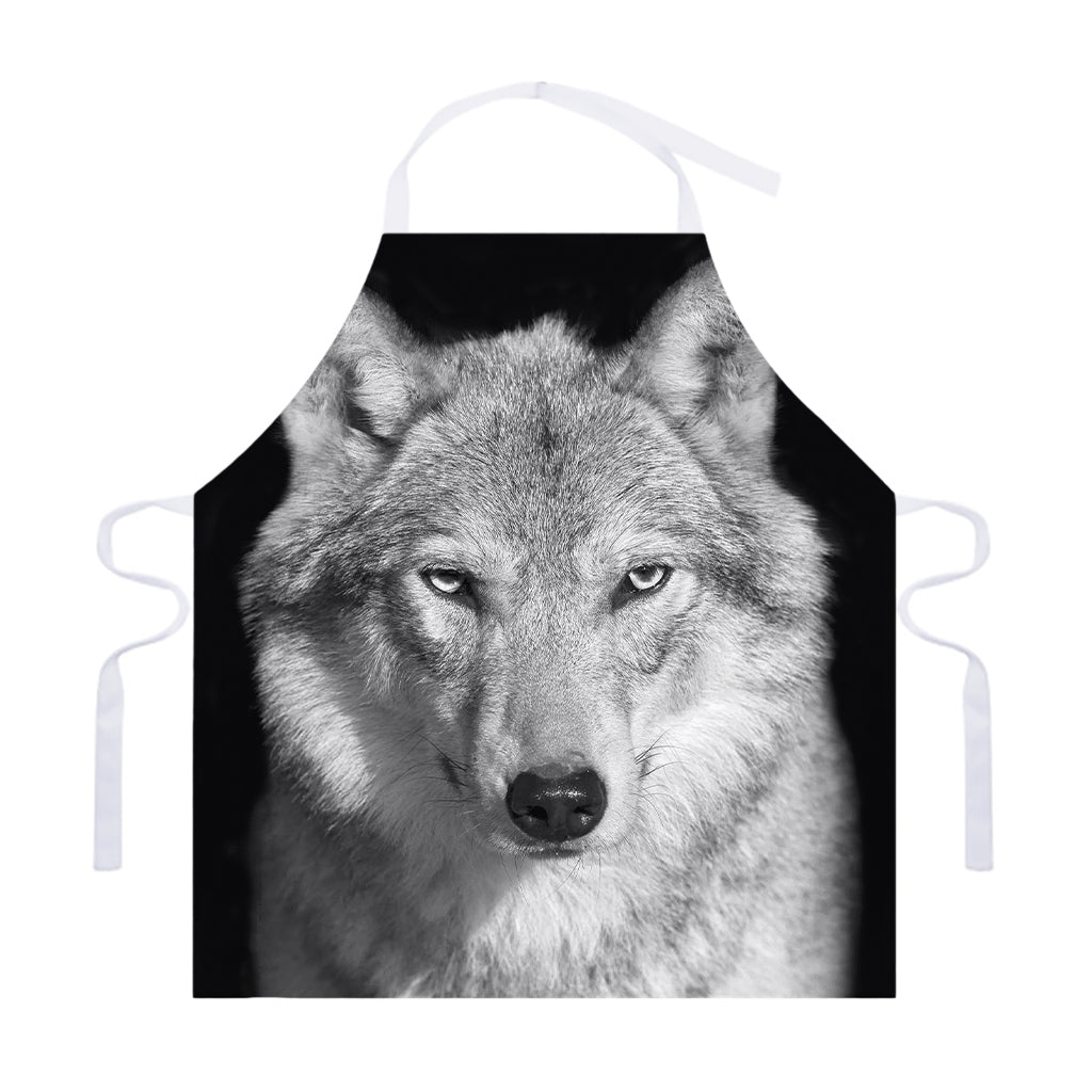 Monochrome Wolf Print Adjustable Apron