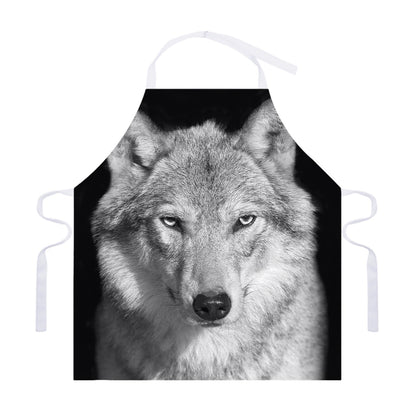 Monochrome Wolf Print Adjustable Apron