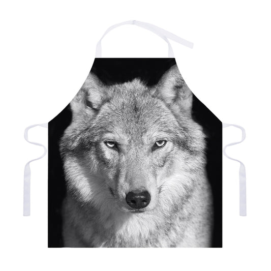 Monochrome Wolf Print Adjustable Apron