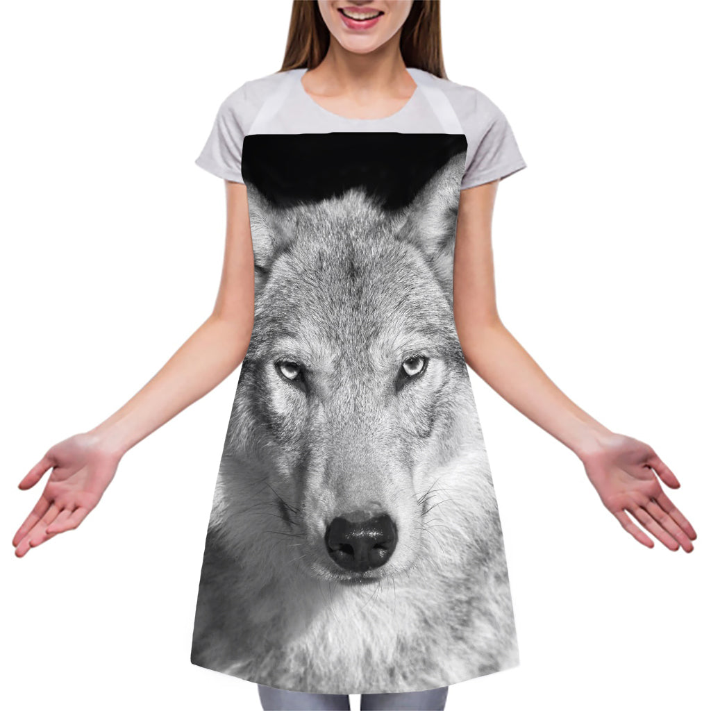 Monochrome Wolf Print Adjustable Apron