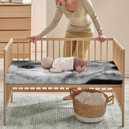 Monochrome Wolf Print Baby Crib Sheet