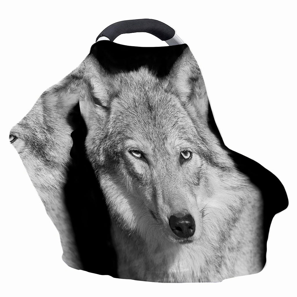 Monochrome Wolf Print Baby Seat Cover