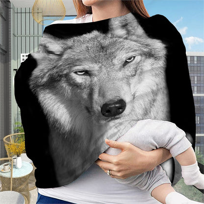 Monochrome Wolf Print Baby Seat Cover