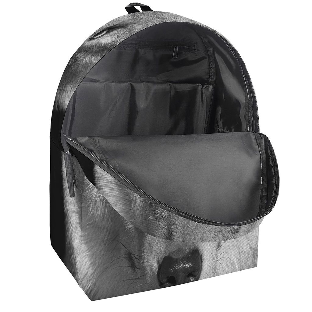 Monochrome Wolf Print Backpack
