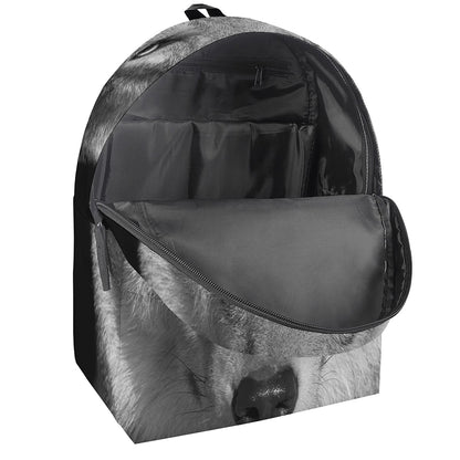 Monochrome Wolf Print Backpack