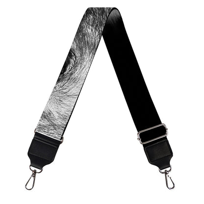 Monochrome Wolf Print Bag Strap