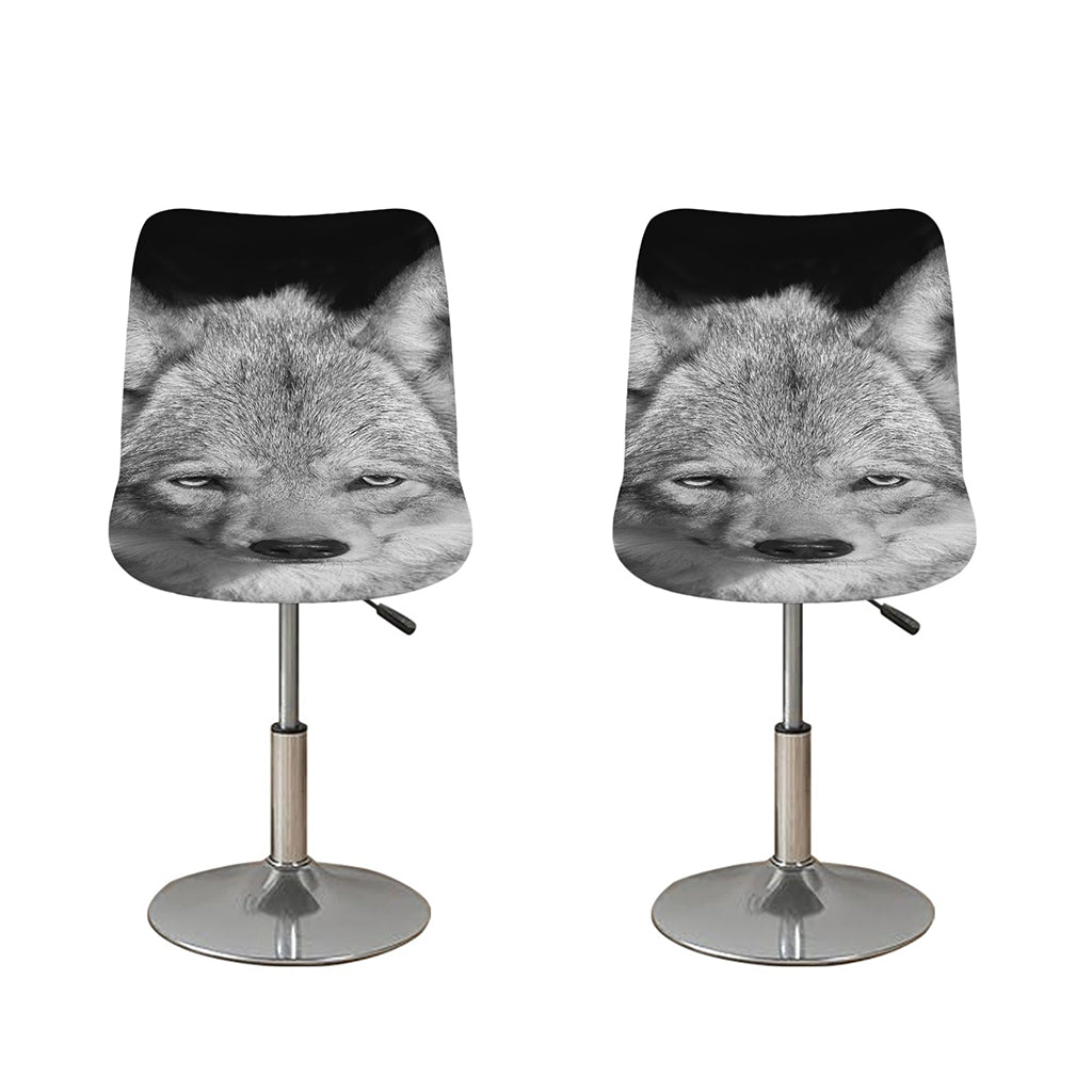 Monochrome Wolf Print Bar Stool Covers