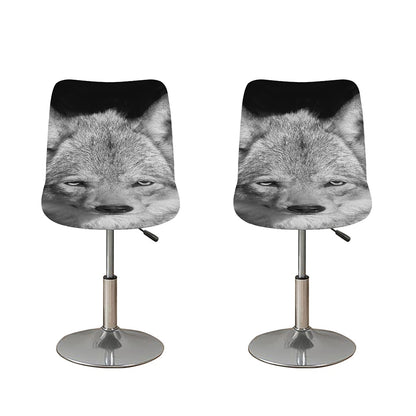 Monochrome Wolf Print Bar Stool Covers