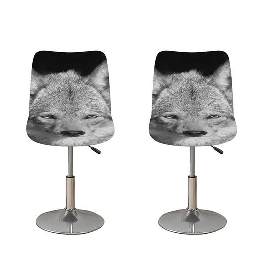 Monochrome Wolf Print Bar Stool Covers