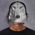 Monochrome Wolf Print Baseball Cap