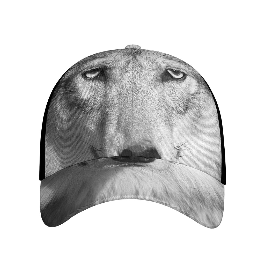 Monochrome Wolf Print Baseball Cap