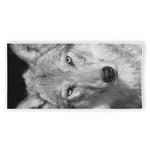 Monochrome Wolf Print Beach Towel