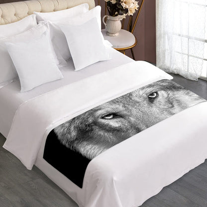 Monochrome Wolf Print Bed Runner