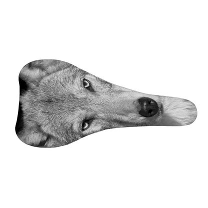 Monochrome Wolf Print Bicycle Seat Cover