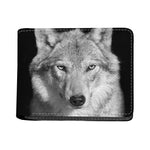 Monochrome Wolf Print Bifold Wallet