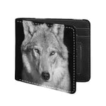 Monochrome Wolf Print Bifold Wallet