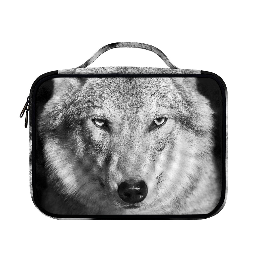 Monochrome Wolf Print Briefcase Bible Bag