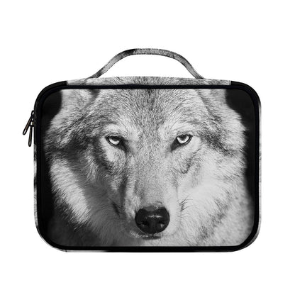 Monochrome Wolf Print Briefcase Bible Bag