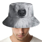 Monochrome Wolf Print Bucket Hat