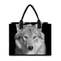 Monochrome Wolf Print Canvas Tote Bag