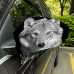 Monochrome Wolf Print Car Side Mirror Covers