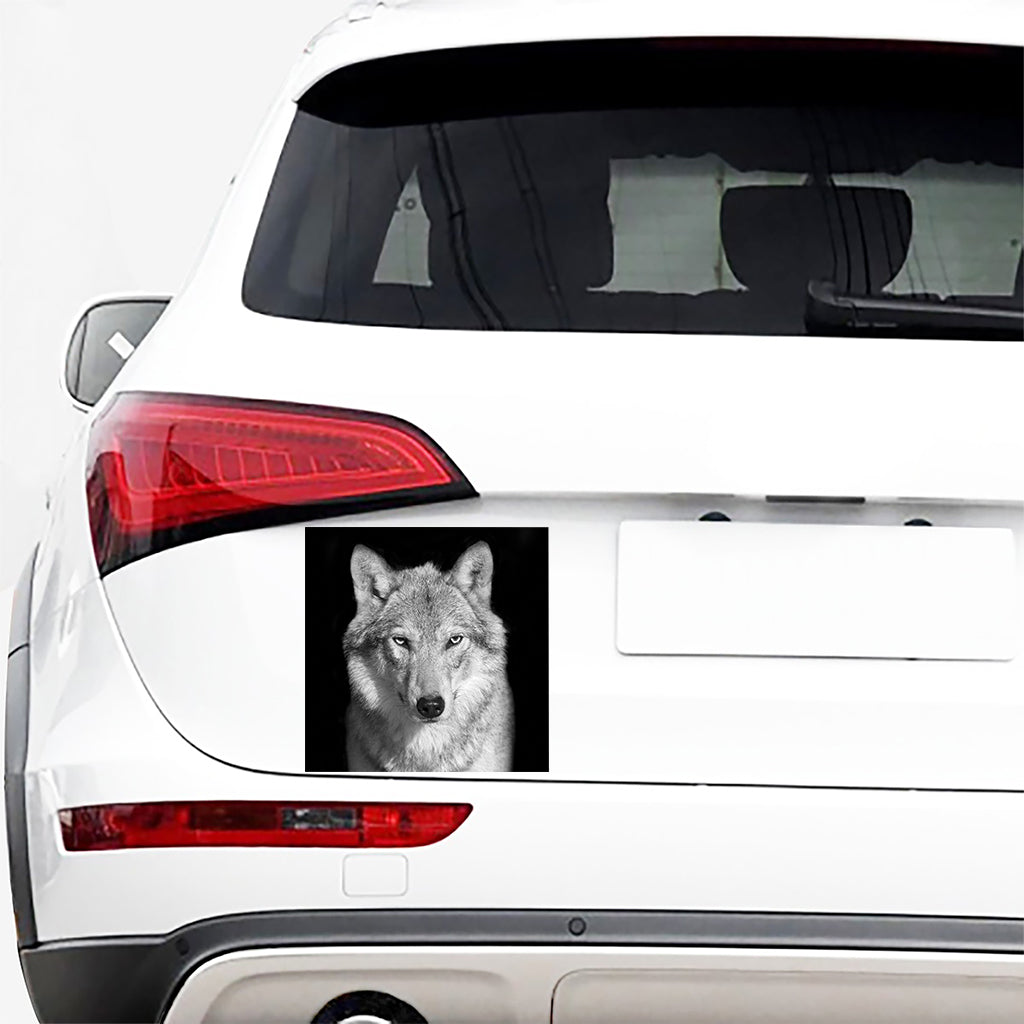 Monochrome Wolf Print Car Sticker