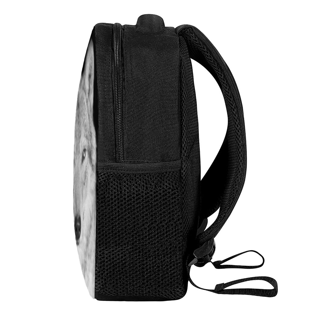 Monochrome Wolf Print Casual Backpack