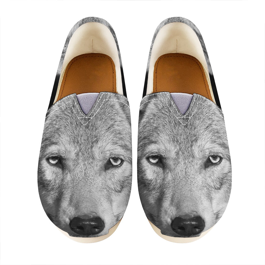 Monochrome Wolf Print Casual Shoes