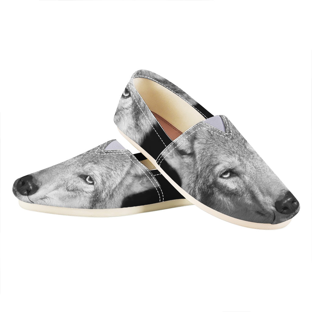 Monochrome Wolf Print Casual Shoes