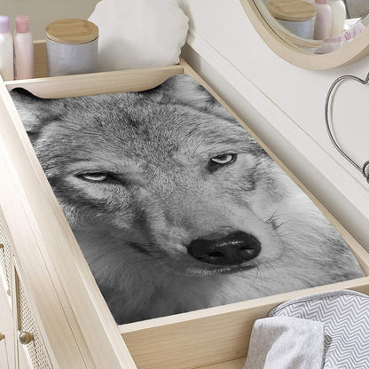 Monochrome Wolf Print Changing Pad Cover