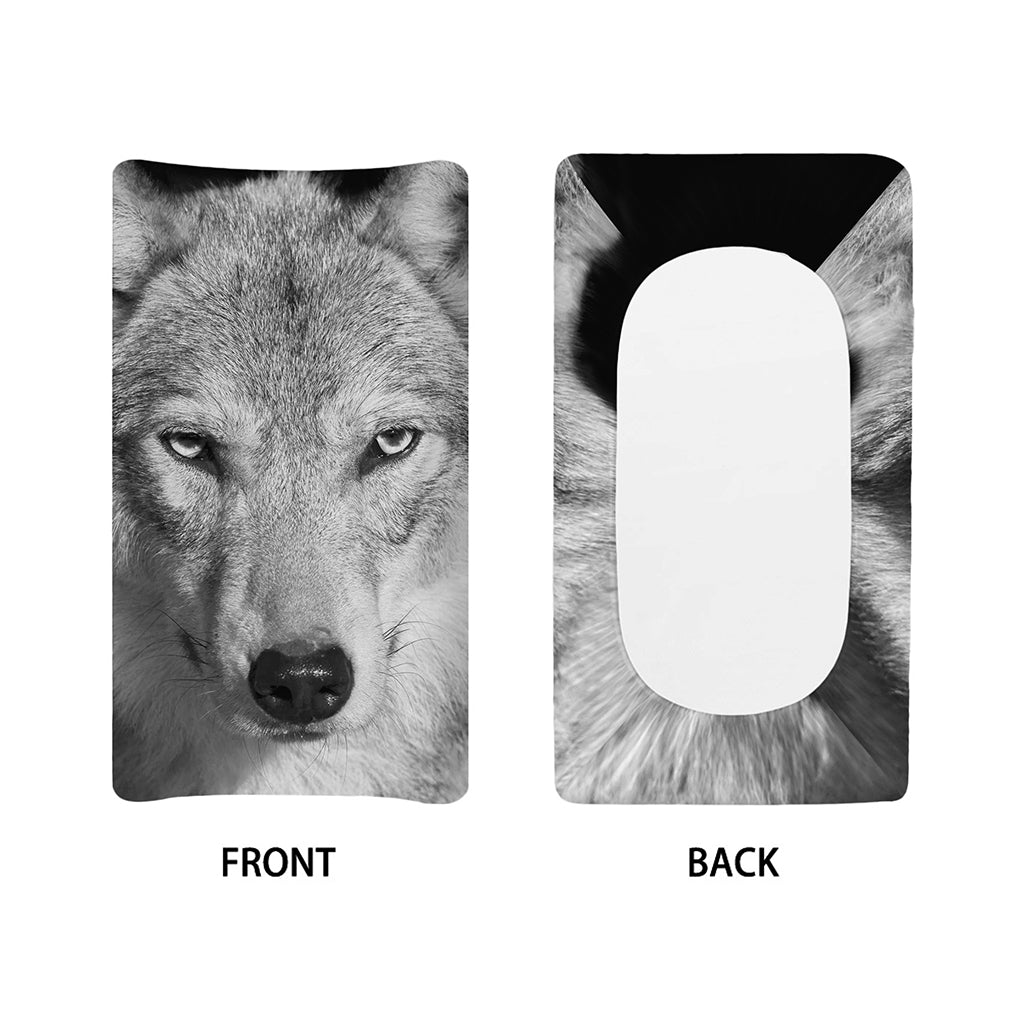 Monochrome Wolf Print Changing Pad Cover