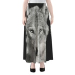 Monochrome Wolf Print Chiffon Maxi Skirt