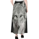 Monochrome Wolf Print Chiffon Maxi Skirt