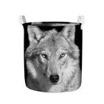 Monochrome Wolf Print Collapsible Laundry Basket