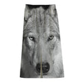 Monochrome Wolf Print Cotton Front Slit Maxi Skirt