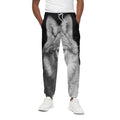 Monochrome Wolf Print Cotton Sweatpants