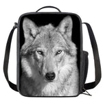Monochrome Wolf Print Crossbody Lunch Bag