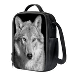 Monochrome Wolf Print Crossbody Lunch Bag