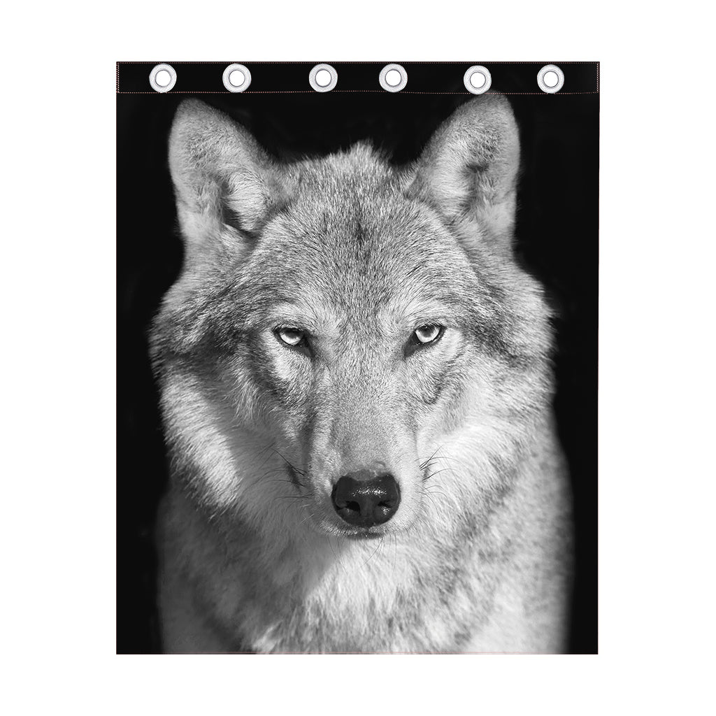 Monochrome Wolf Print Curtain