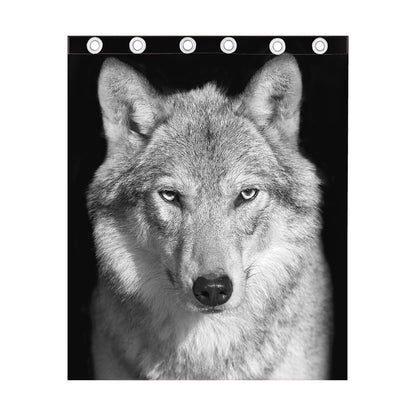 Monochrome Wolf Print Curtain