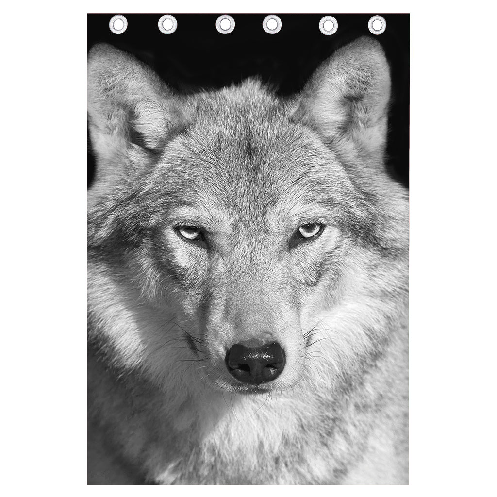 Monochrome Wolf Print Curtain