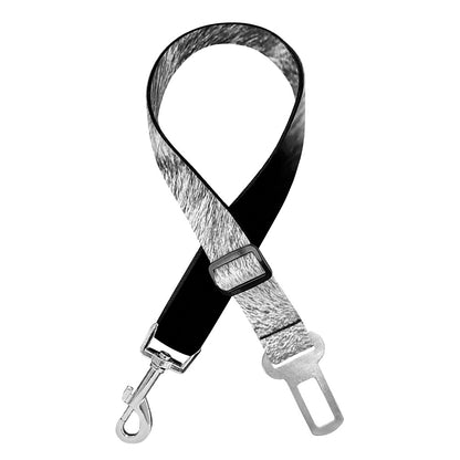 Monochrome Wolf Print Dog Seat Belt