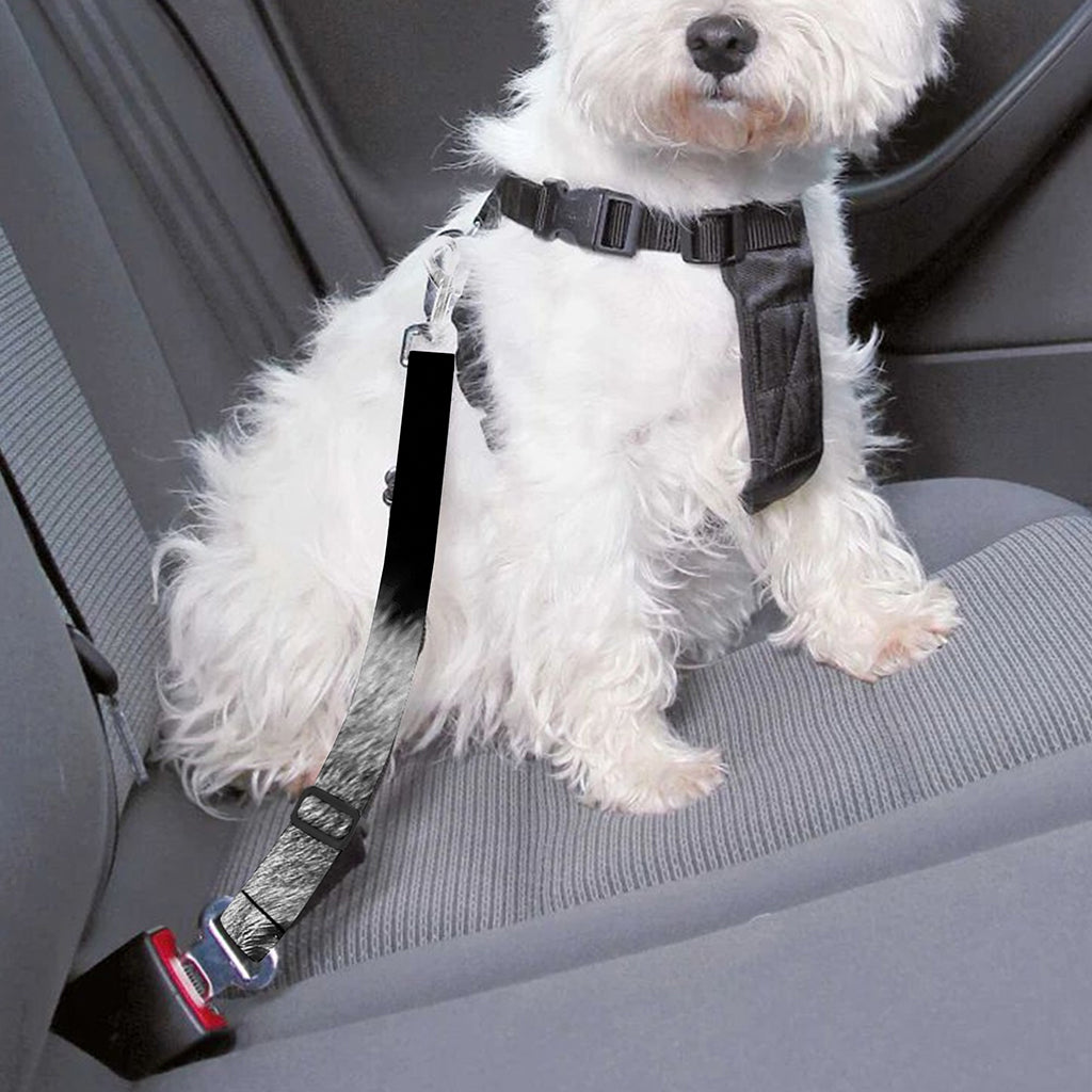 Monochrome Wolf Print Dog Seat Belt